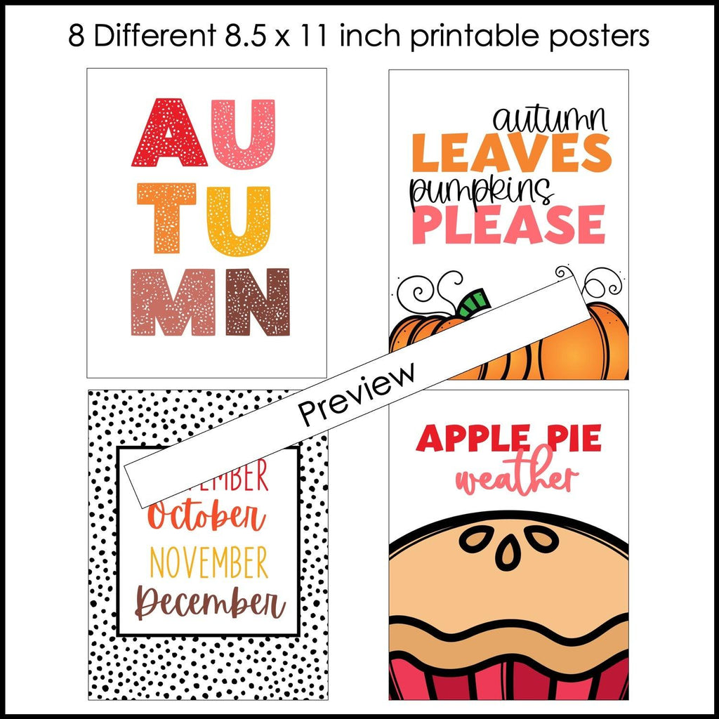 Autumn Posters | Fun Fall Classroom Decor - Printable Quote Bulletin Board - Hot Chocolate Teachables