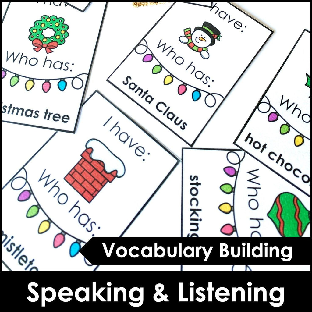 Christmas - I have - Who has? Vocabulary Building Card Game - Hot Chocolate Teachables