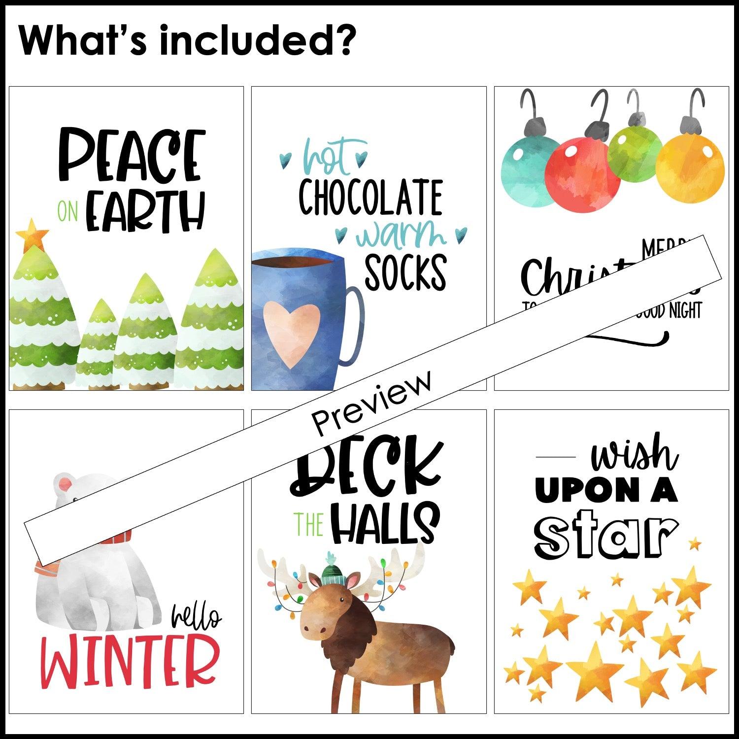 Christmas Posters | Winter Classroom Decor - Printable Quote Posters -Watercolor - Hot Chocolate Teachables