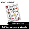 Christmas Vocabulary Building Bingo Game Cards - Hot Chocolate Teachables