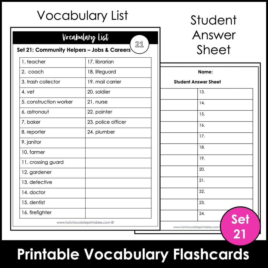 Community Helpers Flashcards for ESL: Jobs, Careers, Occupations - Hot Chocolate Teachables