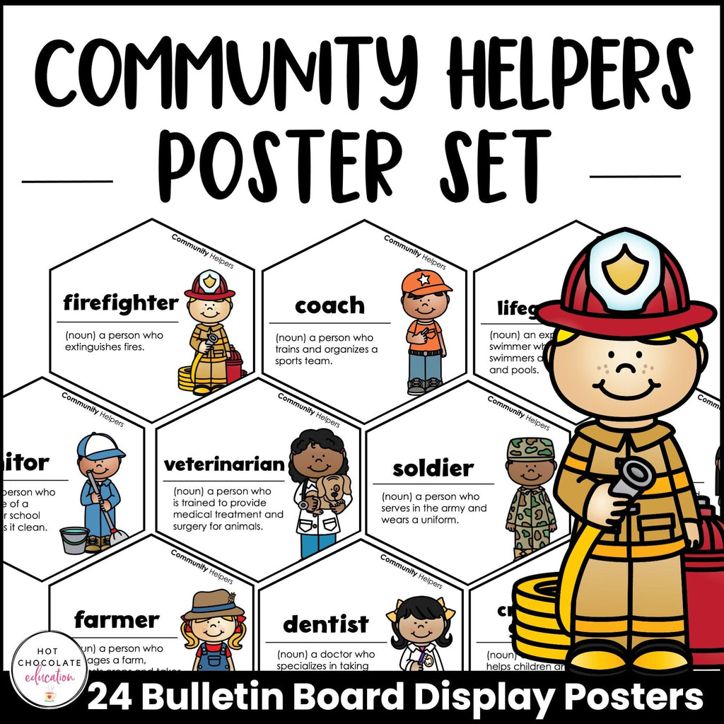 Community Helpers Posters | Classroom Bulletin Board / Word Wall - Hot Chocolate Teachables