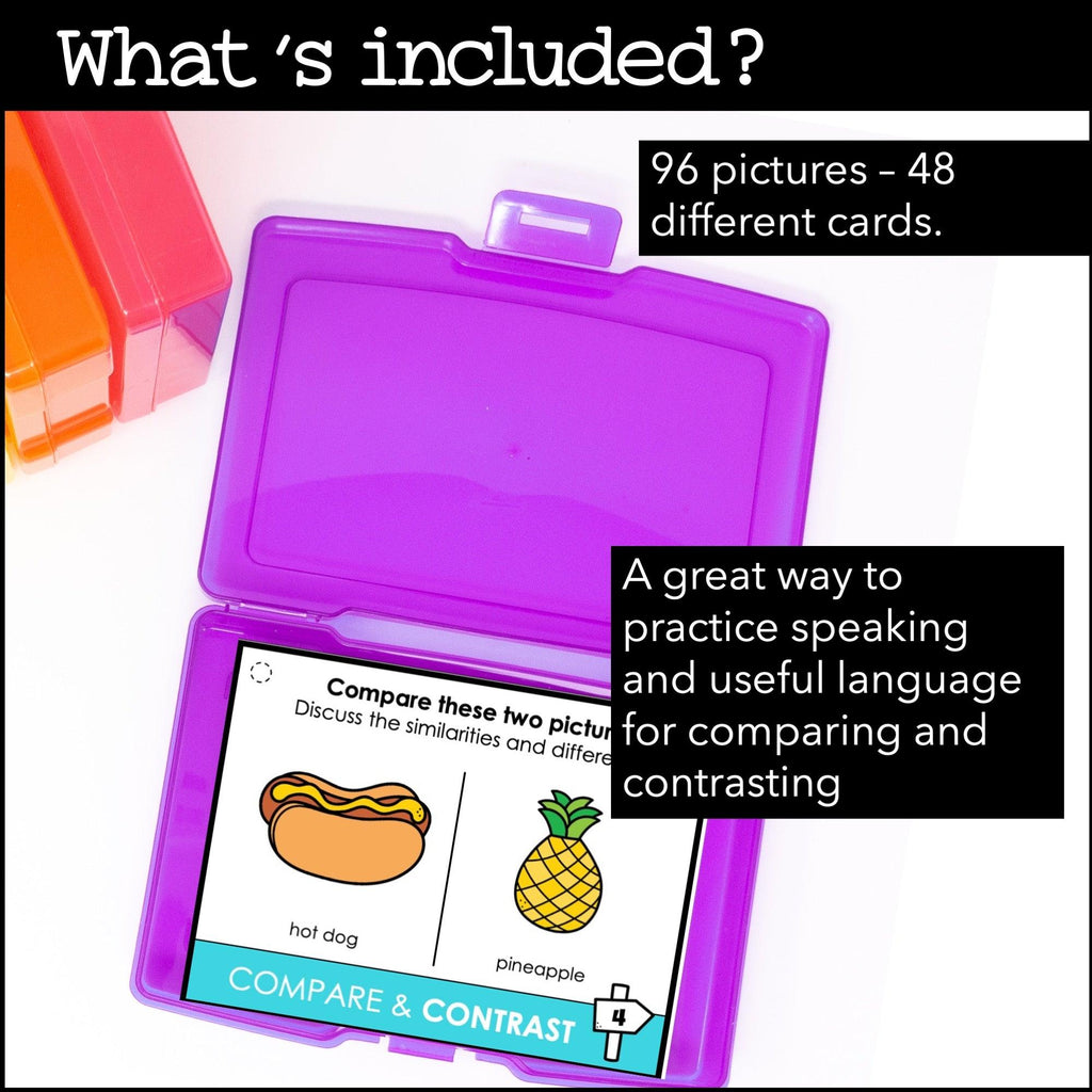 Compare and Contrast - ESL Speaking Cards - Finding Similarities & Differences - Hot Chocolate Teachables