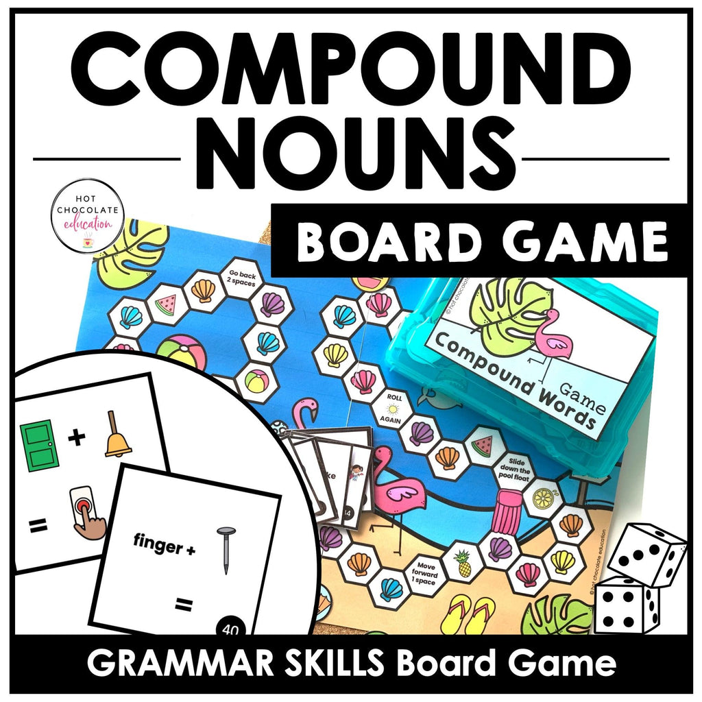 Compound Words Game - Combining Two Words Vocabulary Board Game - Hot Chocolate Teachables