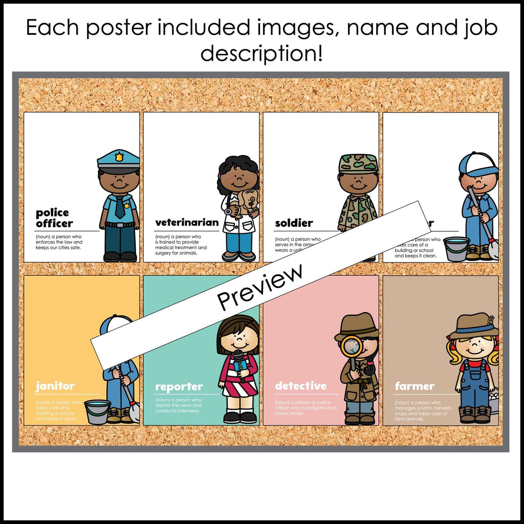 Copy of Community Helpers Posters : Jobs & Careers Vocabulary Word Wall (BOHO Neutrals) - Hot Chocolate Teachables