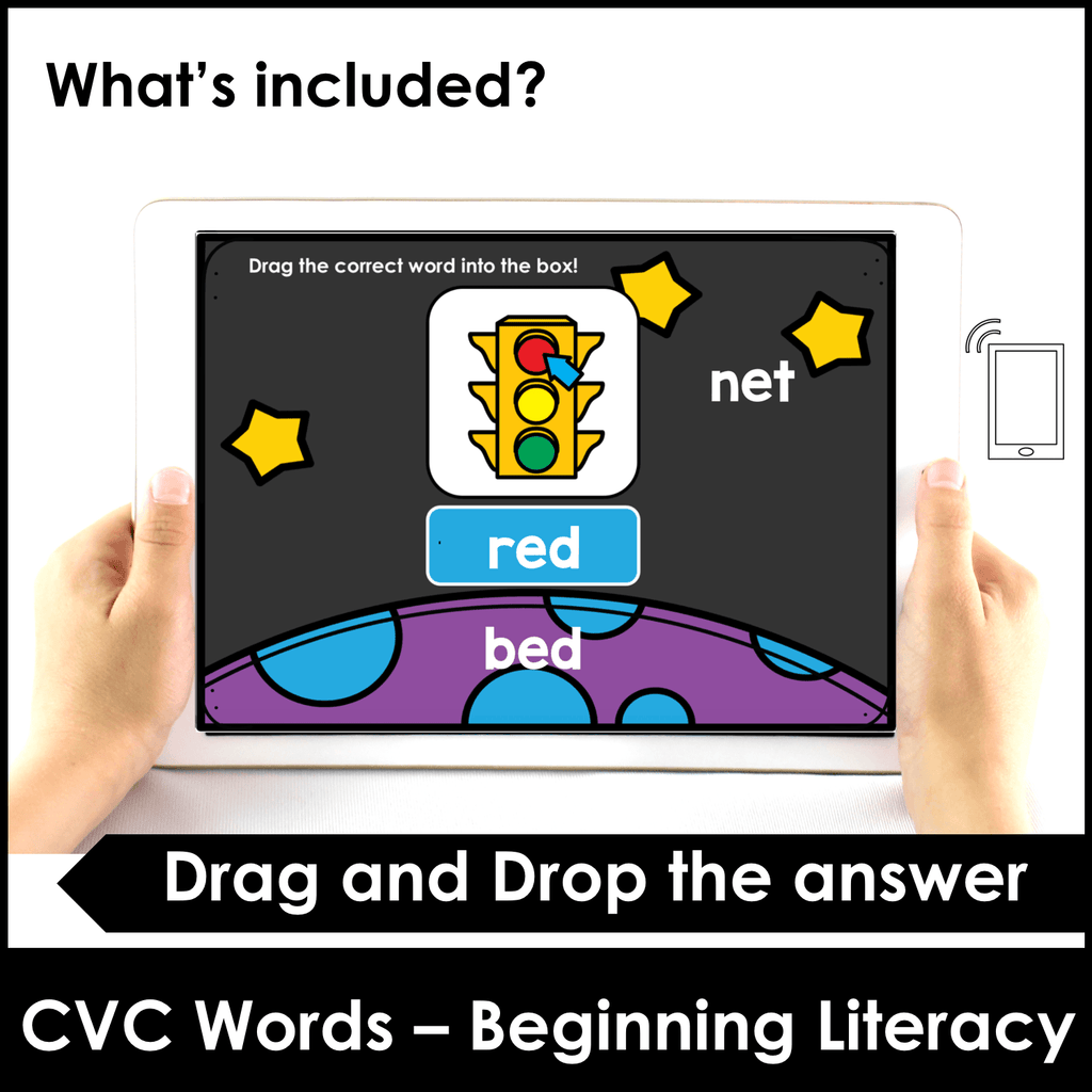 CVC Short E and I: BOOM CARDS™ – Digital Task Cards for Beginning Readers - Hot Chocolate Teachables