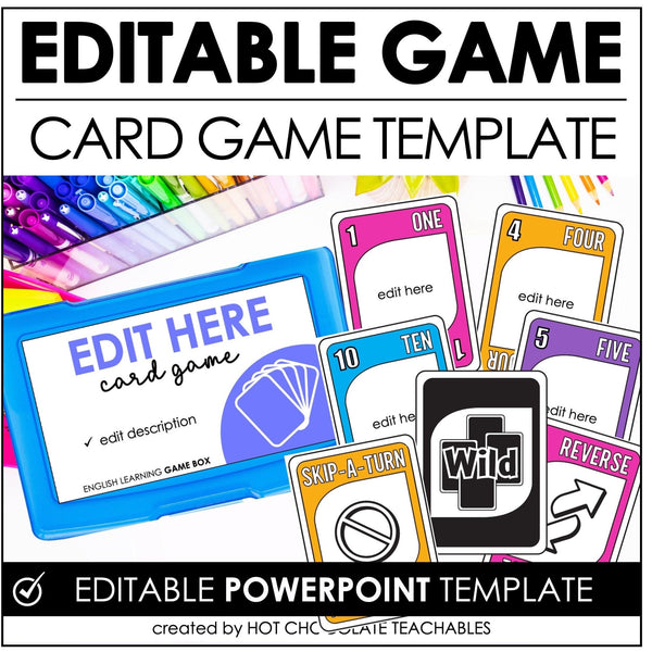 Editable UNO "Style" Card Game Template - for ANY SUBJECT | Edit in PowerPoint - Hot Chocolate Teachables