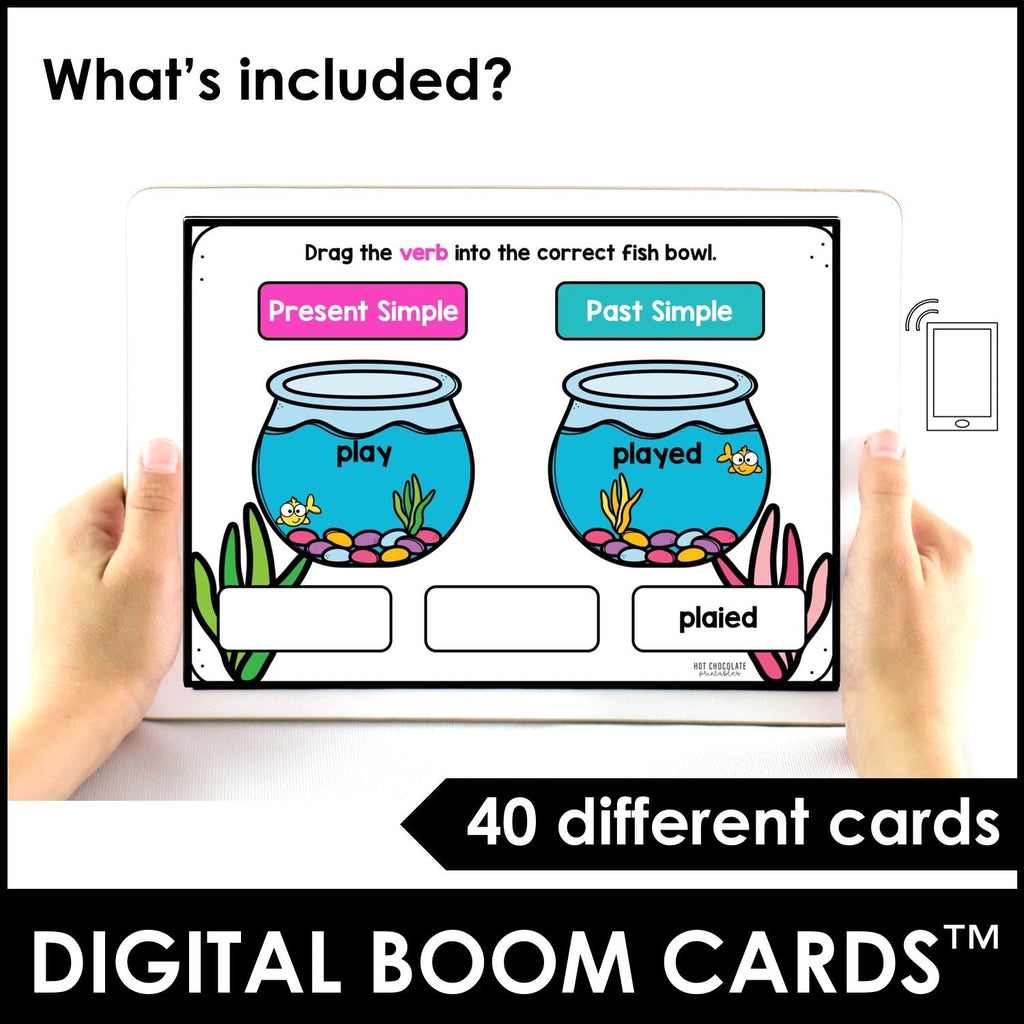 ESL Past Tense Regular & Irregular Verb Sort - BOOM CARDS™ - Hot Chocolate Teachables