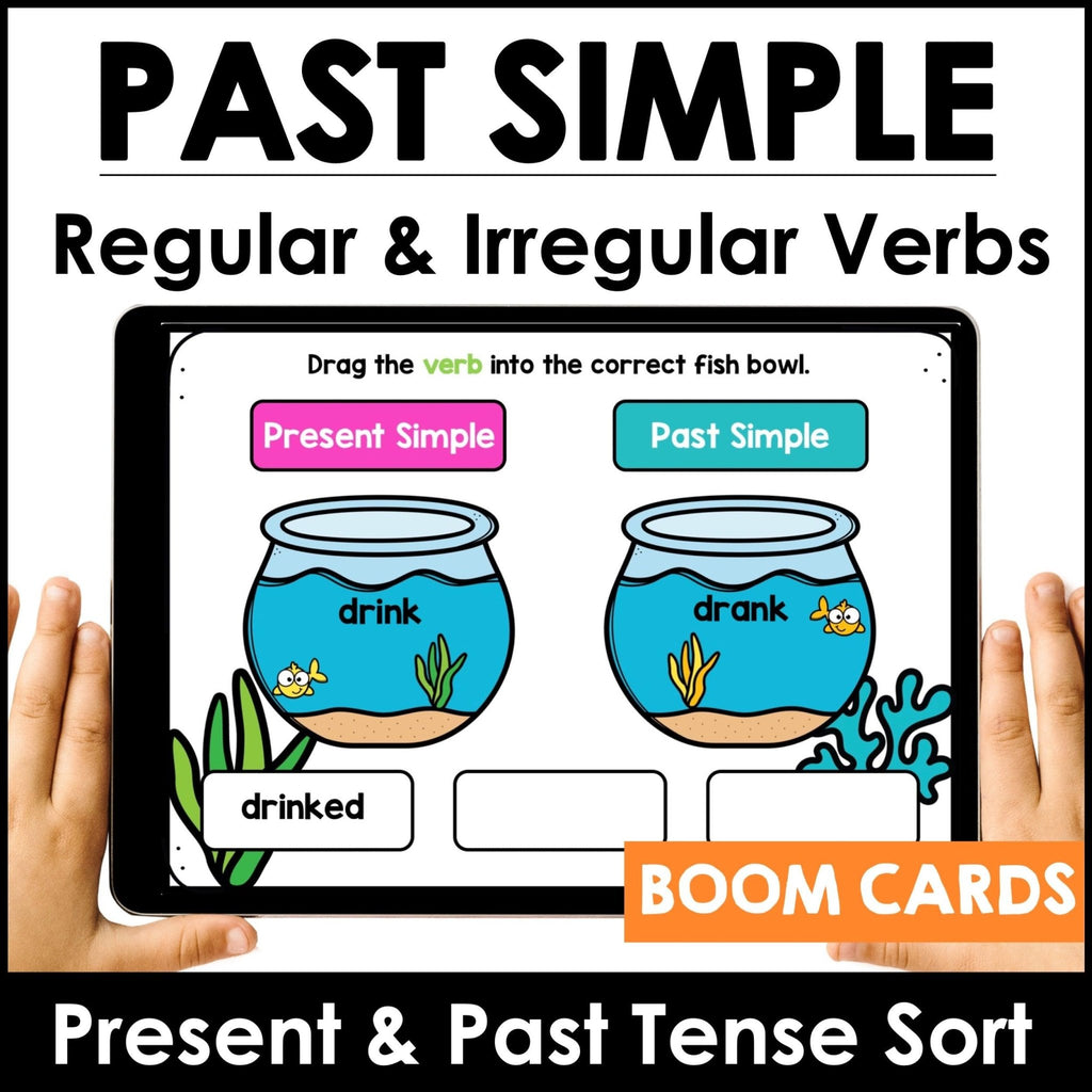 ESL Past Tense Regular & Irregular Verb Sort - BOOM CARDS™ - Hot Chocolate Teachables