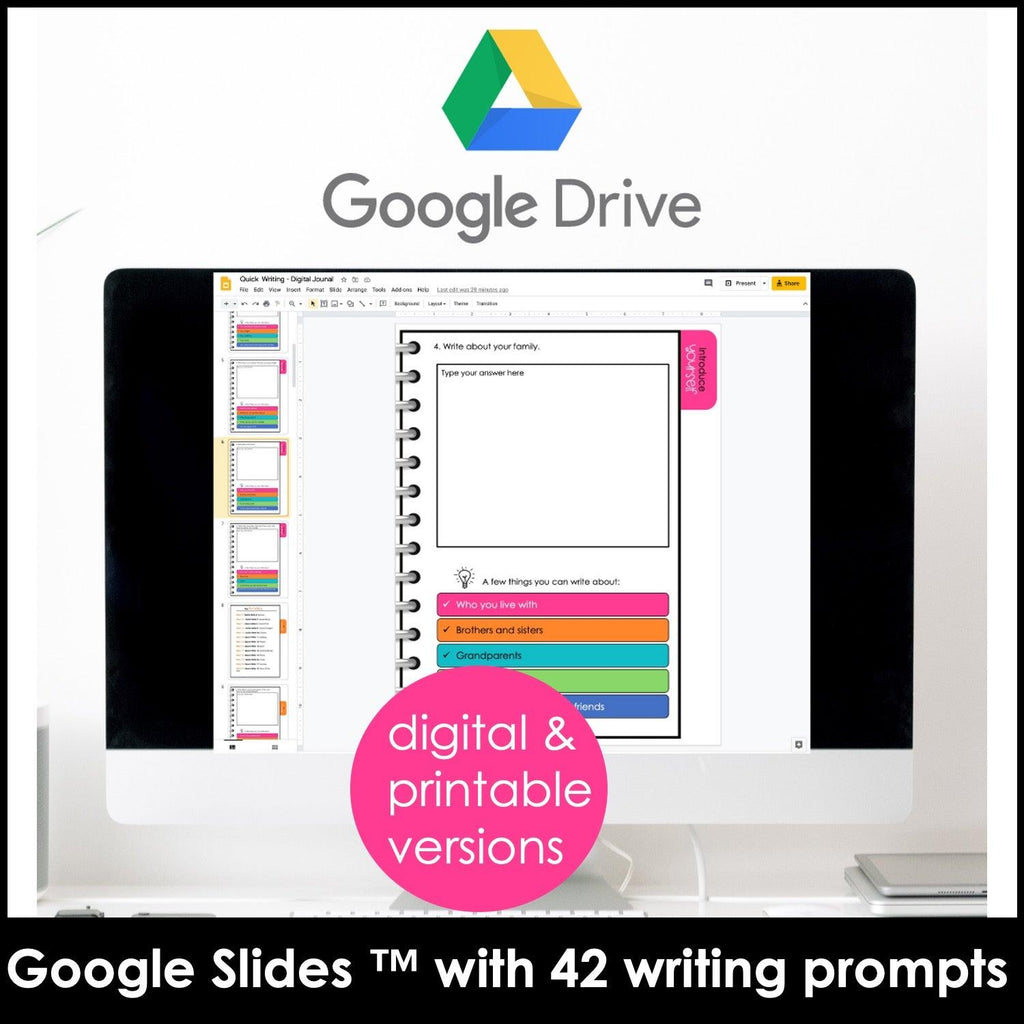 ESL Writing Prompts | Digital Google Slides™ & Editable / Printable PDF Journal - Hot Chocolate Teachables