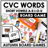 Fall CVC WORD FLUENCY Roll & Read Board Games : Short A - E - I - O - U - Hot Chocolate Teachables