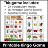 Fall Vocabulary Bingo Game | Autumn Words - Activity for Young Learners - Hot Chocolate Teachables