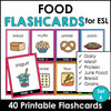 Food Group Vocabulary Flashcards | ESL Task Cards - Meat, Dairy, Protein - Hot Chocolate Teachables