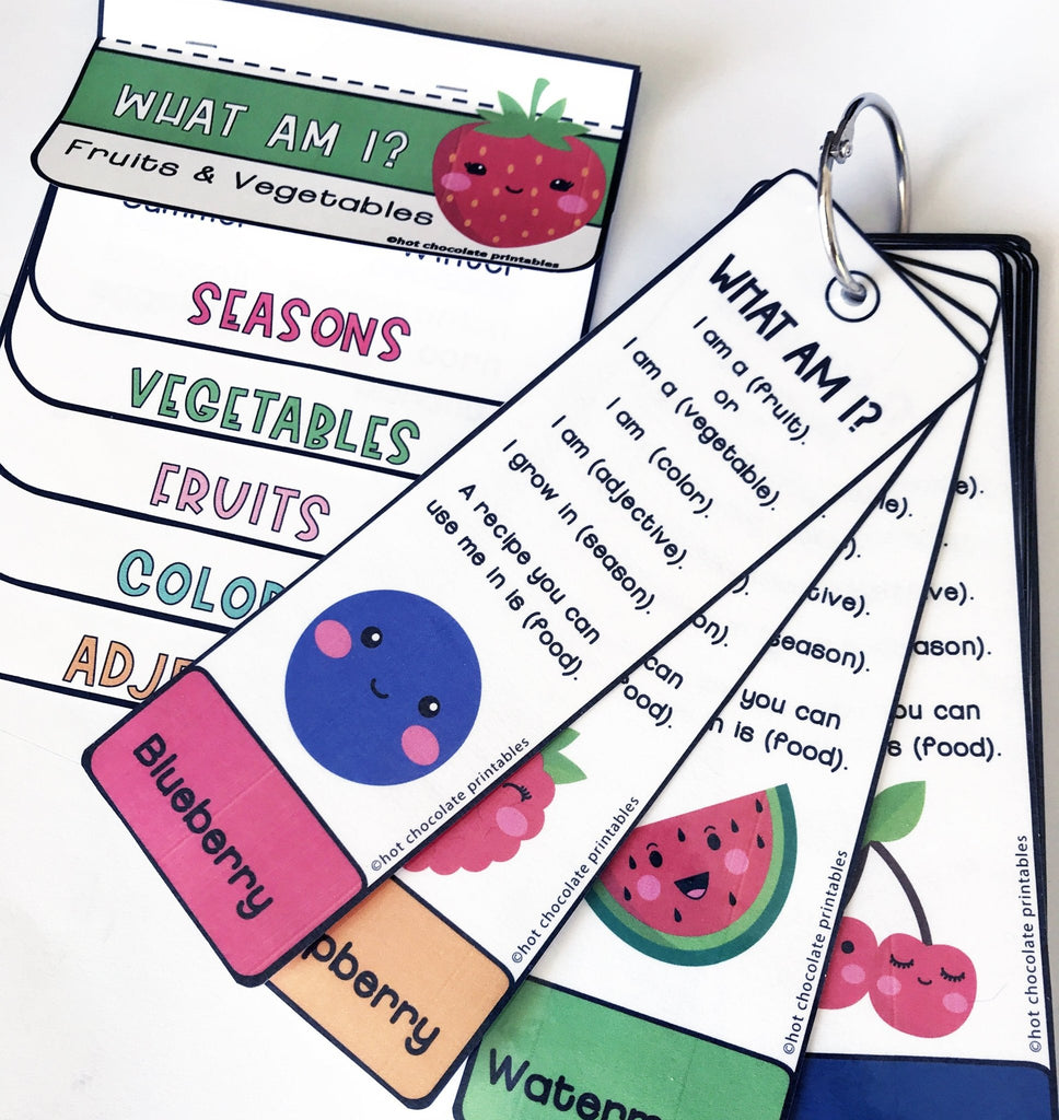 Fruit and Vegetable Guessing Game for Young Learners - What am I? - Hot Chocolate Teachables