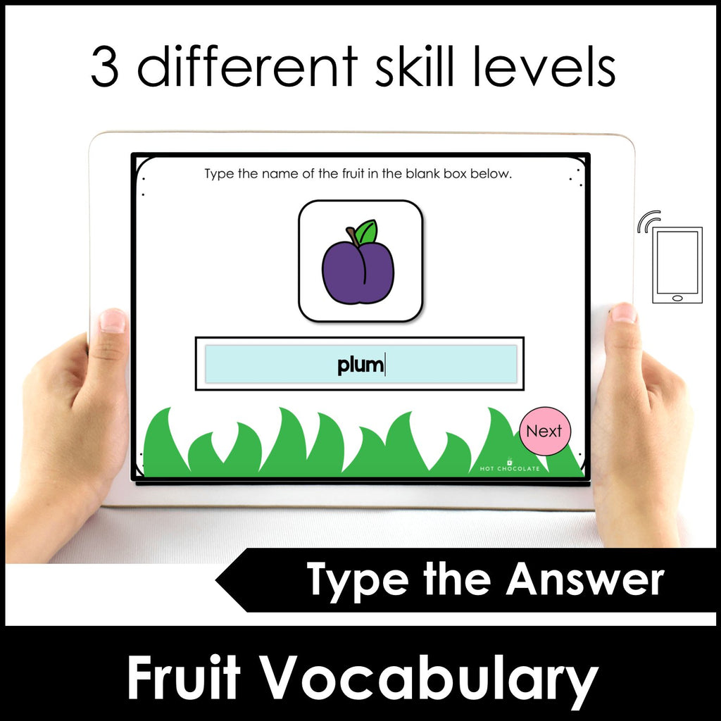 Fruit Vocabulary BOOM CARDS™ Interactive Digital Task Cards - Hot Chocolate Teachables