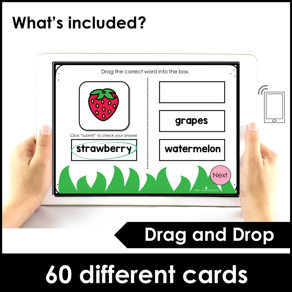 Fruit Vocabulary BOOM CARDS™ Interactive Digital Task Cards - Hot Chocolate Teachables