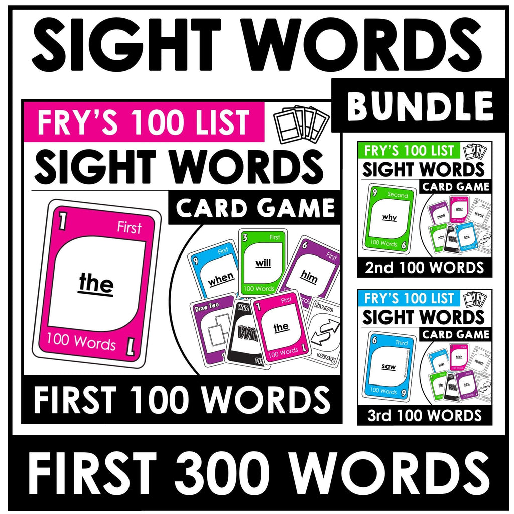 Fry's First 300 Sight Words - Card Game Bundle for 1st - 3rd Grade - Hot Chocolate Teachables