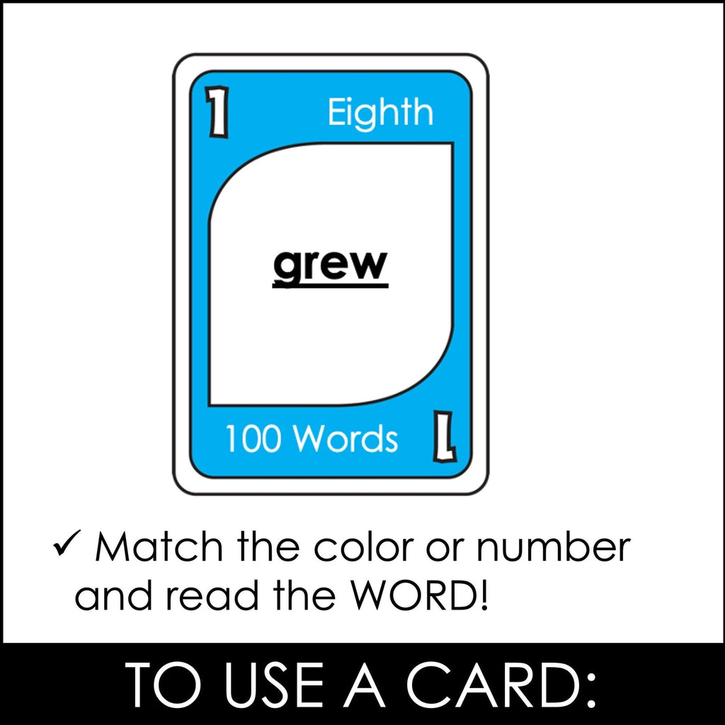 Fry's Sight Words Card Game - Eighth Hundred Words - Plays like UNO - Hot Chocolate Teachables