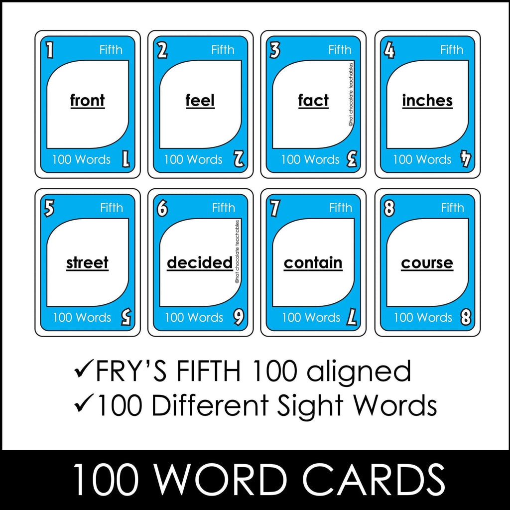 Fry's Sight Words Card Game - Fifth Hundred Words - Plays like UNO - Hot Chocolate Teachables