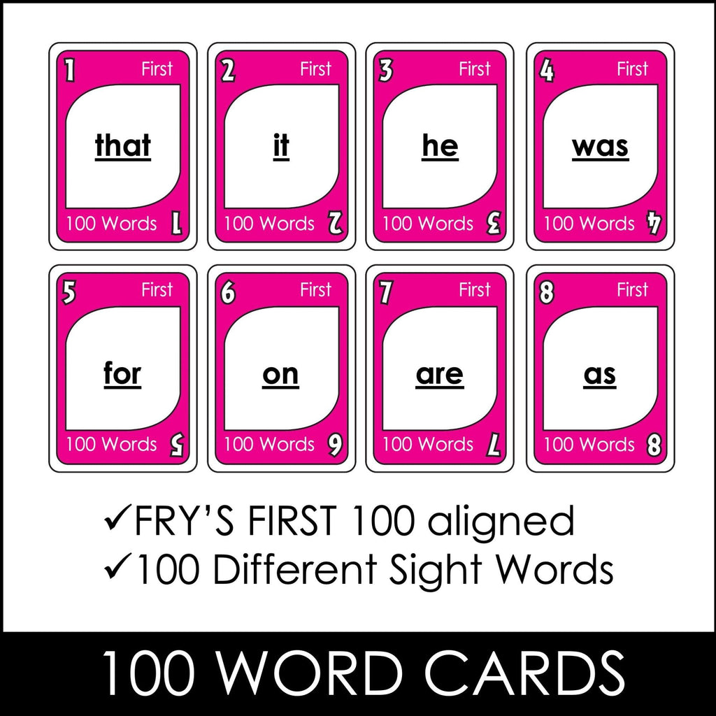 Fry's Sight Words Card Game - First 100 Words: K-1st - Plays like UNO - Hot Chocolate Teachables