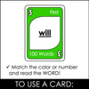 Fry's Sight Words Card Game - First 100 Words: K-1st - Plays like UNO - Hot Chocolate Teachables