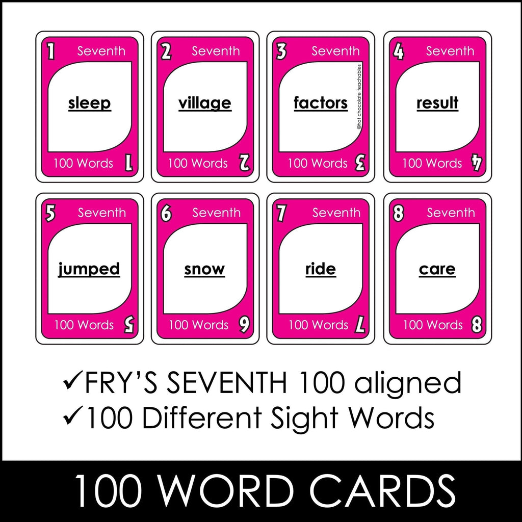 Fry's Sight Words Card Game - Seventh Hundred Words - Plays like UNO - Hot Chocolate Teachables