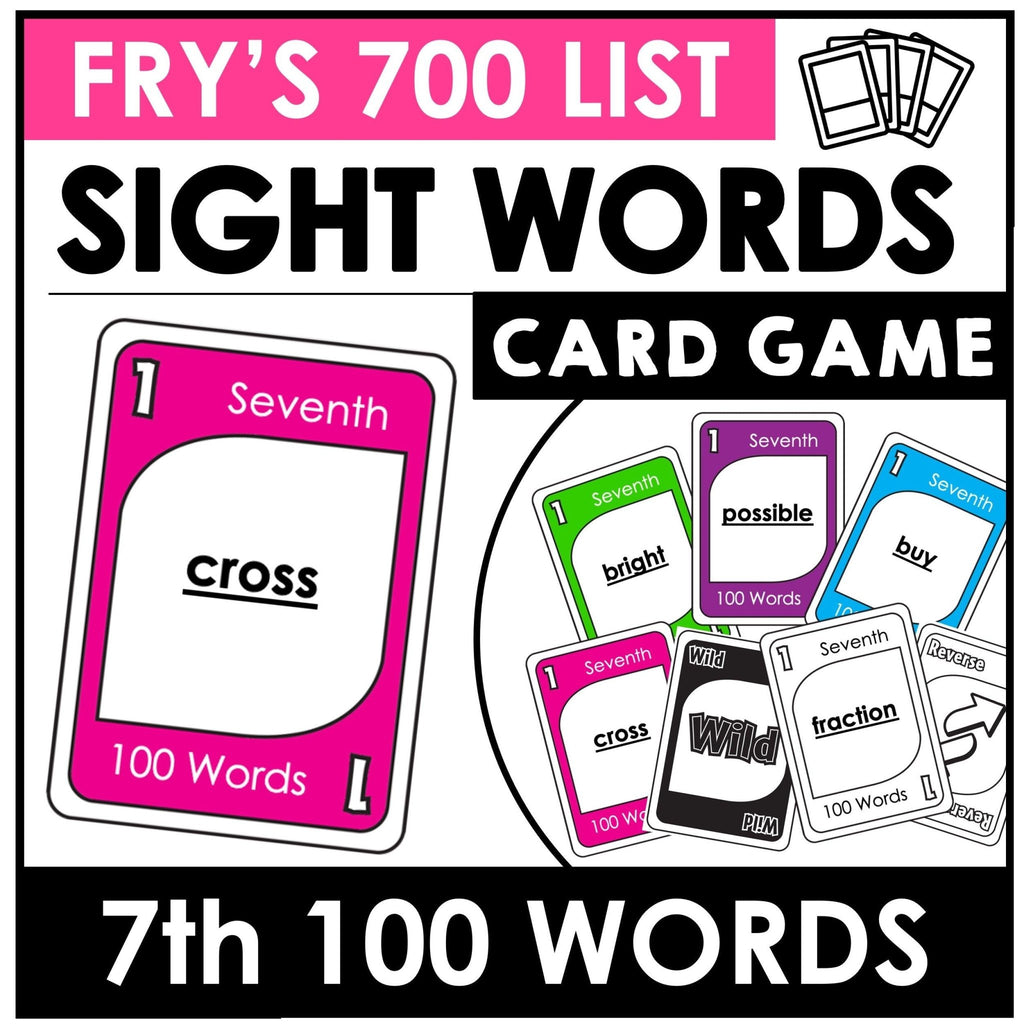 Fry's Sight Words Card Game - Seventh Hundred Words - Plays like UNO - Hot Chocolate Teachables