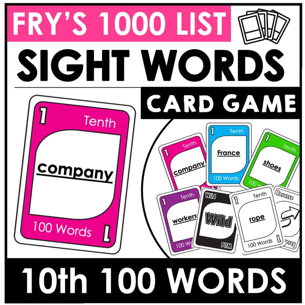 Fry's Sight Words Card Game - Tenth Hundred Words - Plays like UNO - Hot Chocolate Teachables