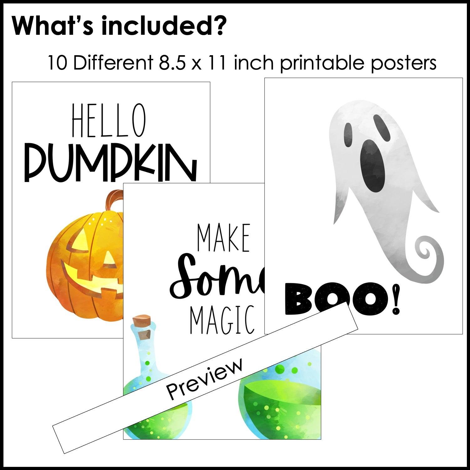 Halloween Posters | Classroom Poster Decor - Fun Printable October Decorations - Hot Chocolate Teachables