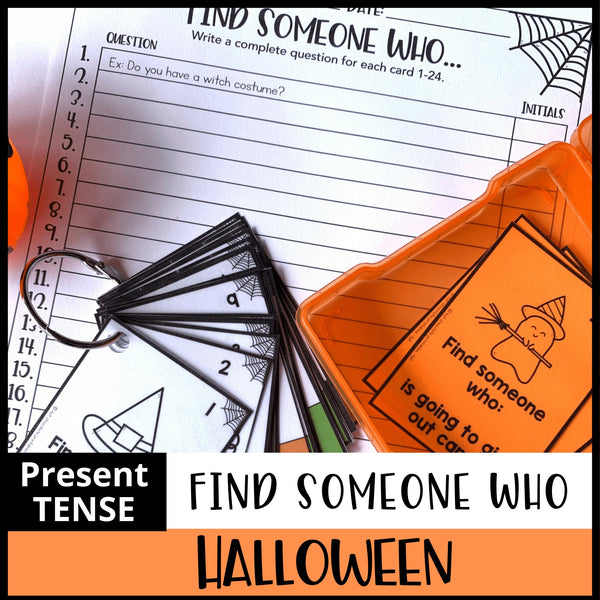 Halloween Themed Speaking Activity - Find Someone Who - Hot Chocolate Teachables