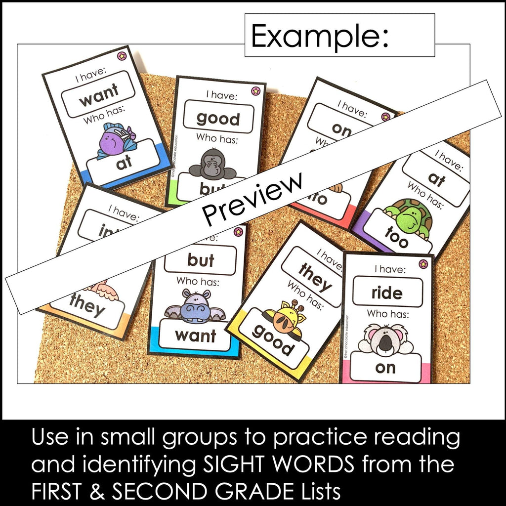 I HAVE....WHO HAS? Dolch Sight Words - Reading Skills Game First & Second Grade - Hot Chocolate Teachables