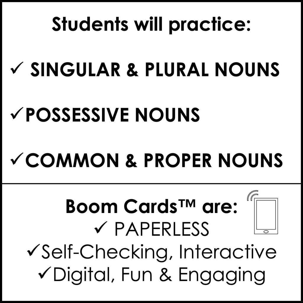 Noun Review Escape Activity Boom Cards™- Plural, Possessive, Common & Proper - Hot Chocolate Teachables
