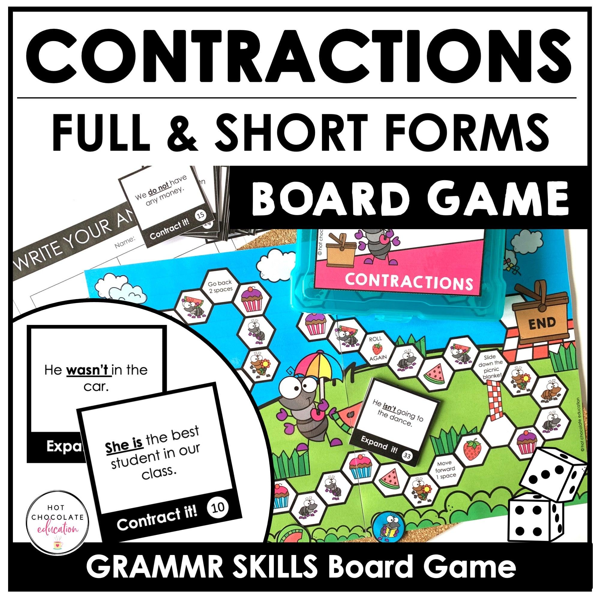 Parts of Speech Board Game BUNDLE: Nouns, Verbs, Prepositions of Place - Hot Chocolate Teachables