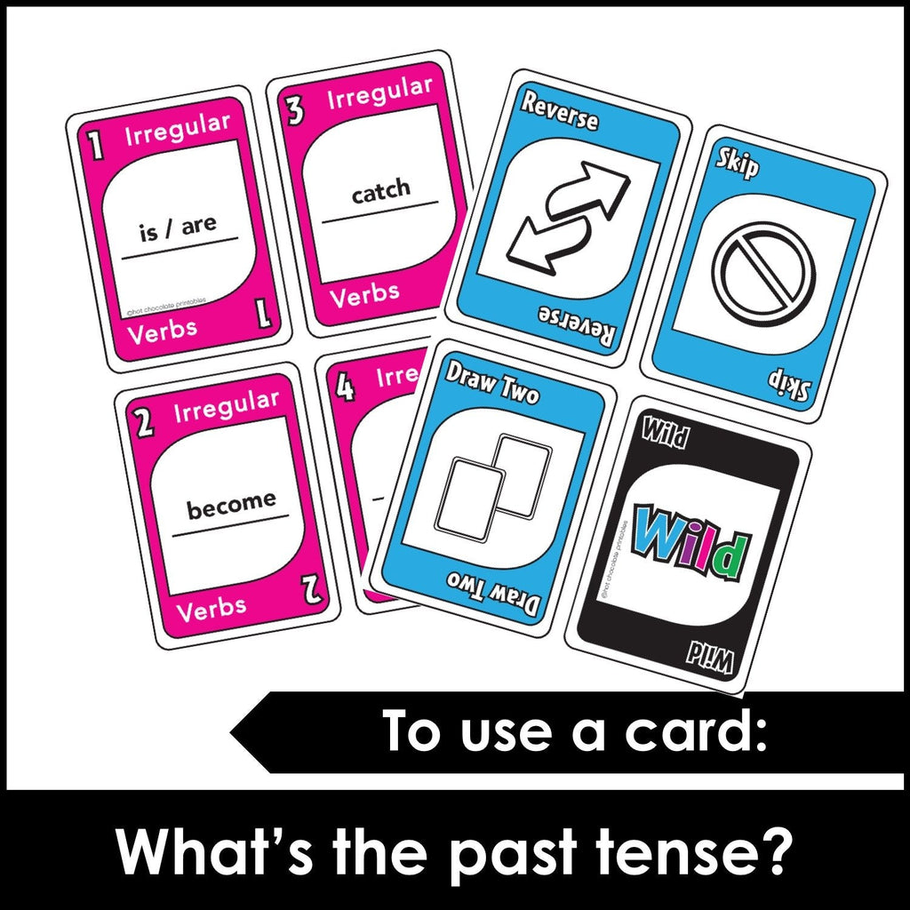 Past Simple Irregular Verbs Card Game: Change the verb from Present to Past - Hot Chocolate Teachables