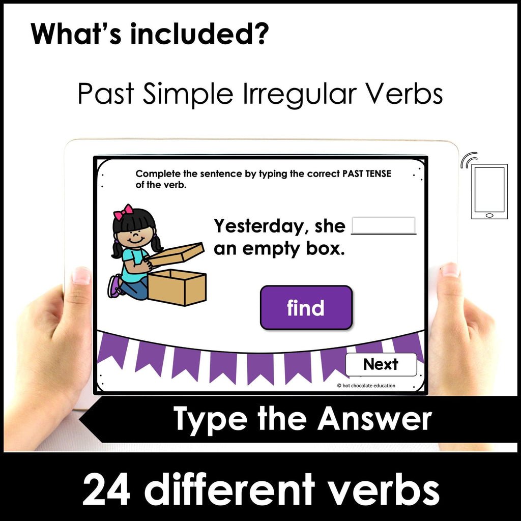 Past Tense Irregular Verbs - Changing Verbs to the Past Tense Boom Cards - Hot Chocolate Teachables