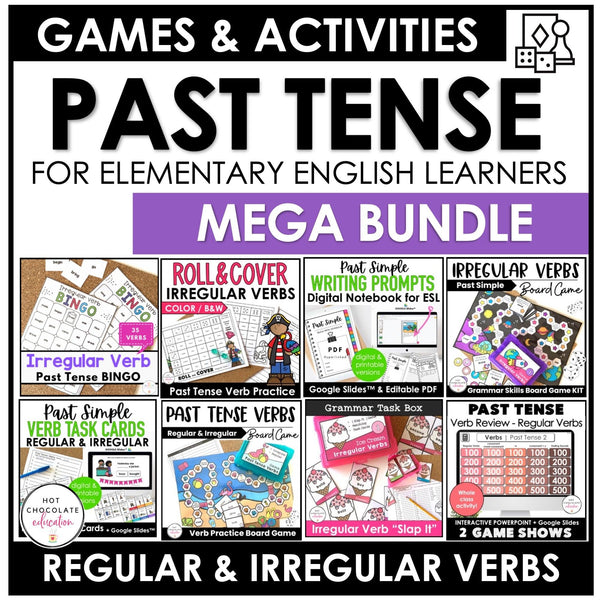 Past Tense Verbs : Regular and Irregular Games & Activities BUNDLE - Hot Chocolate Teachables