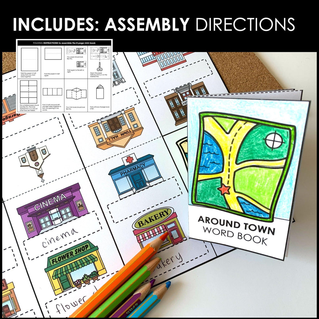 Places & Buildings in a Town or City Vocabulary Building Mini-Book - Hot Chocolate Teachables