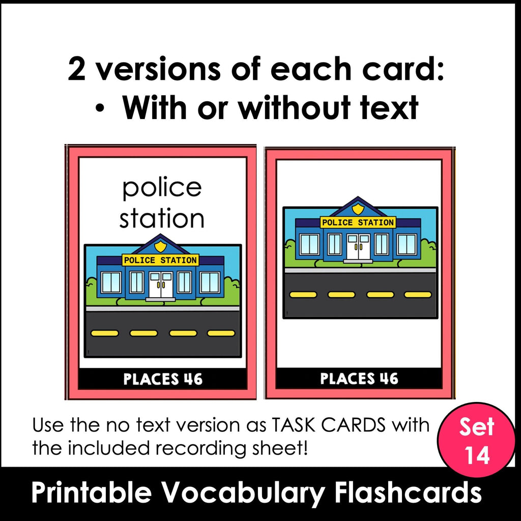 Places Flashcards : City, Town, Buildings, Outdoors, Rooms in the house - Hot Chocolate Teachables