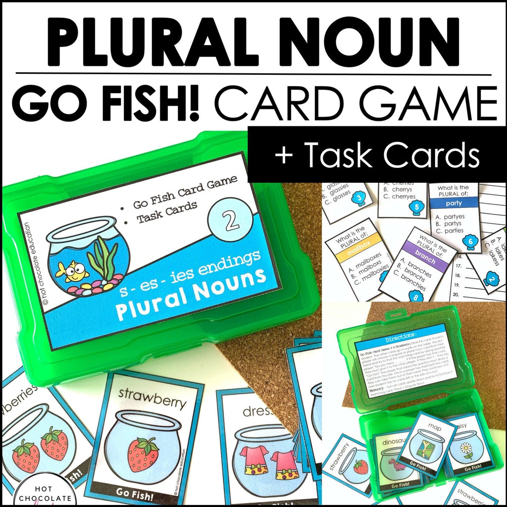 Plural Nouns Grammar Game & Task Cards for ELL EFL ESL : Regular Plural Nouns - Hot Chocolate Teachables