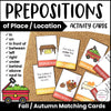 Prepositions of Place Card Match ACTIVITY BUNDLE - Seasonal Vocabulary - Hot Chocolate Teachables