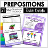 Prepositions of Place Task Cards - in, on, under, next to, between, in front of - Hot Chocolate Teachables