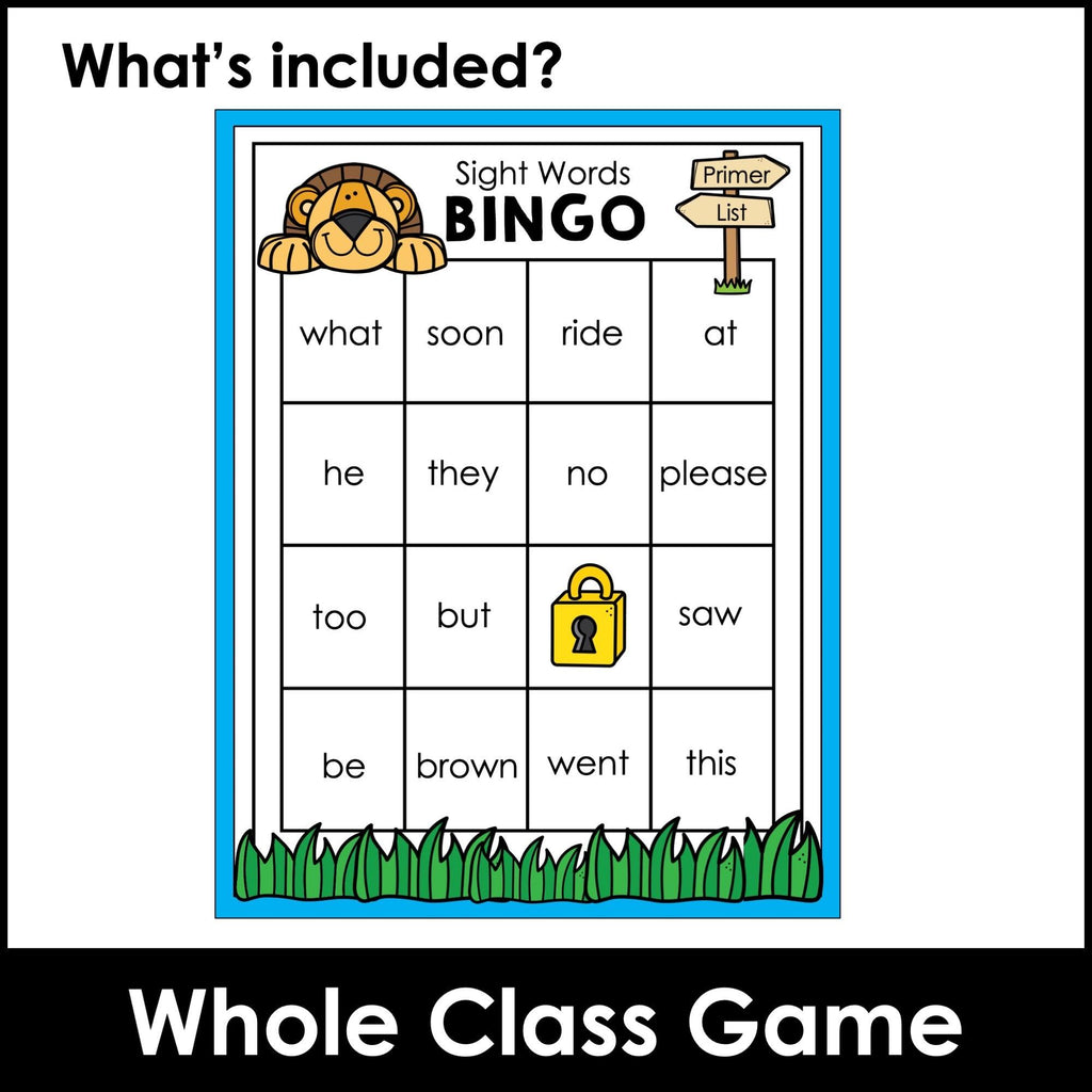 Primer Sight Word Bingo Game for Pre-K through 2nd - Dolch Aligned - Hot Chocolate Teachables