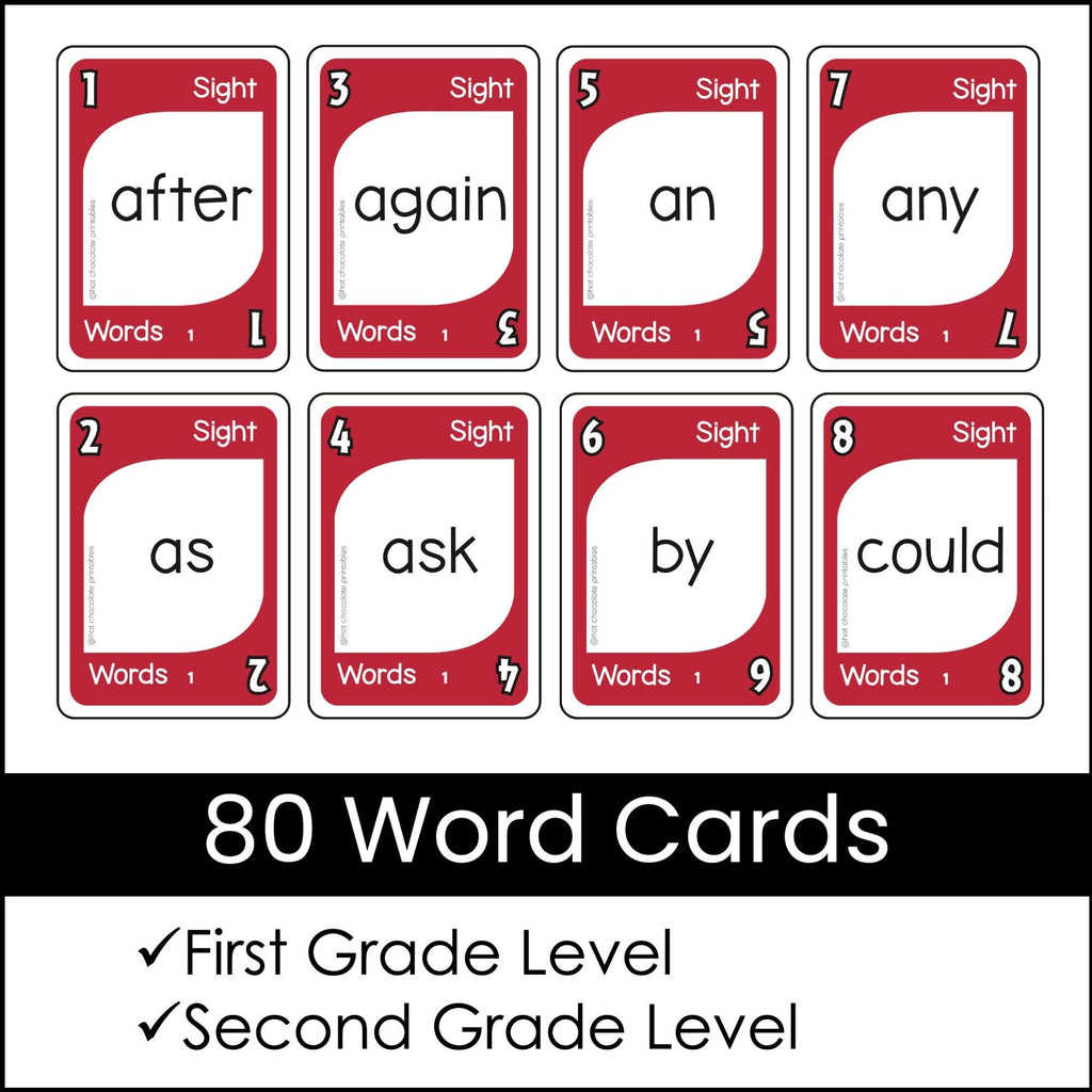 Primer Sight Word Card Game for 1st & 2nd Grade - Hot Chocolate Teachables