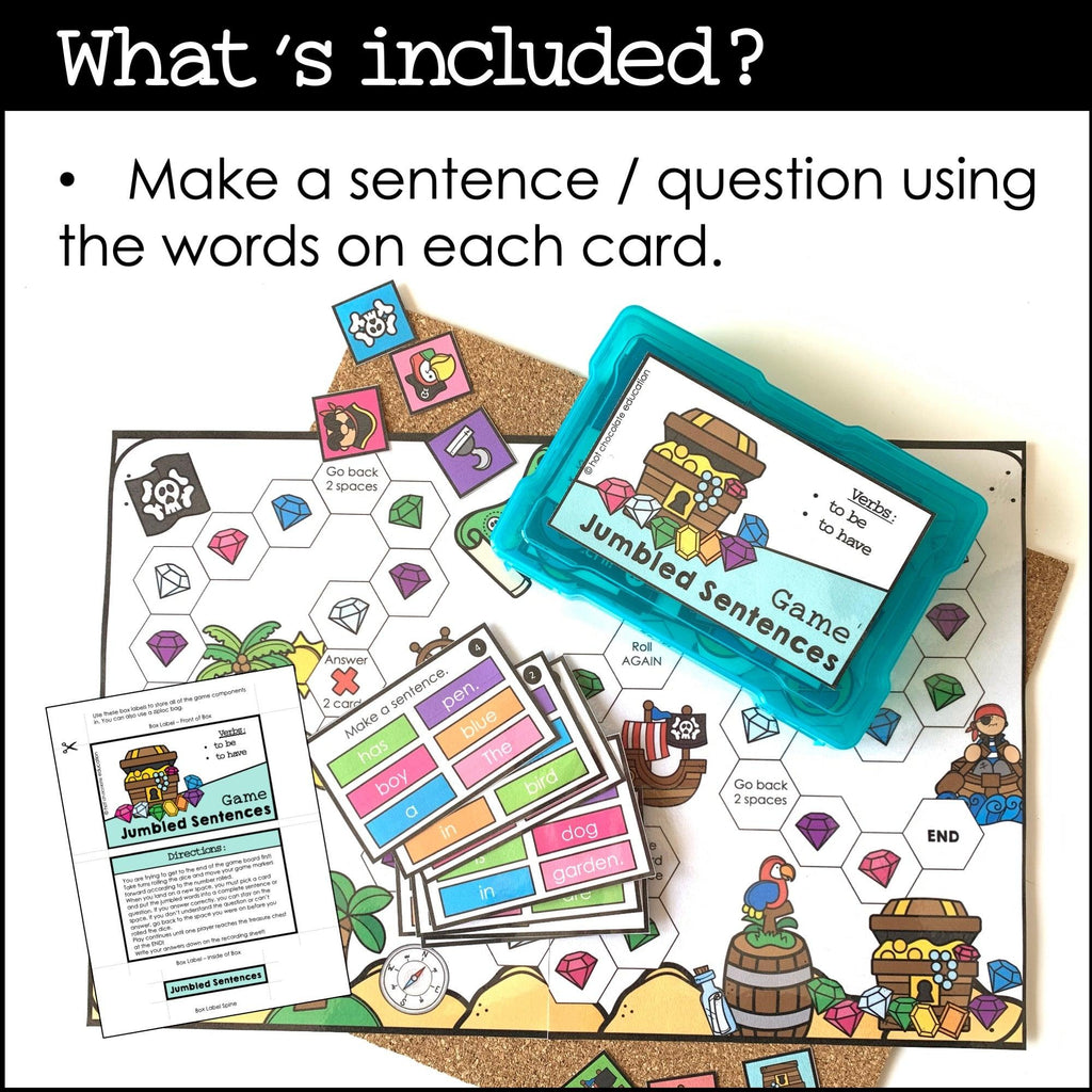 Sentence Building Board Game | Simple Present Verbs : BE & HAVE - Hot Chocolate Teachables