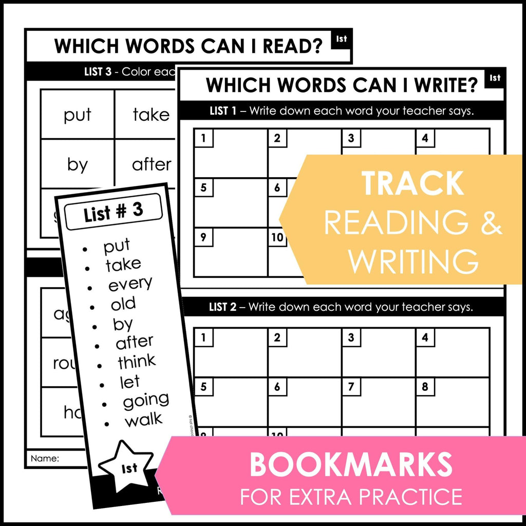 Sight Word Progress Monitoring - FIRST GRADE | Evaluation Tool | Progress Report - Hot Chocolate Teachables