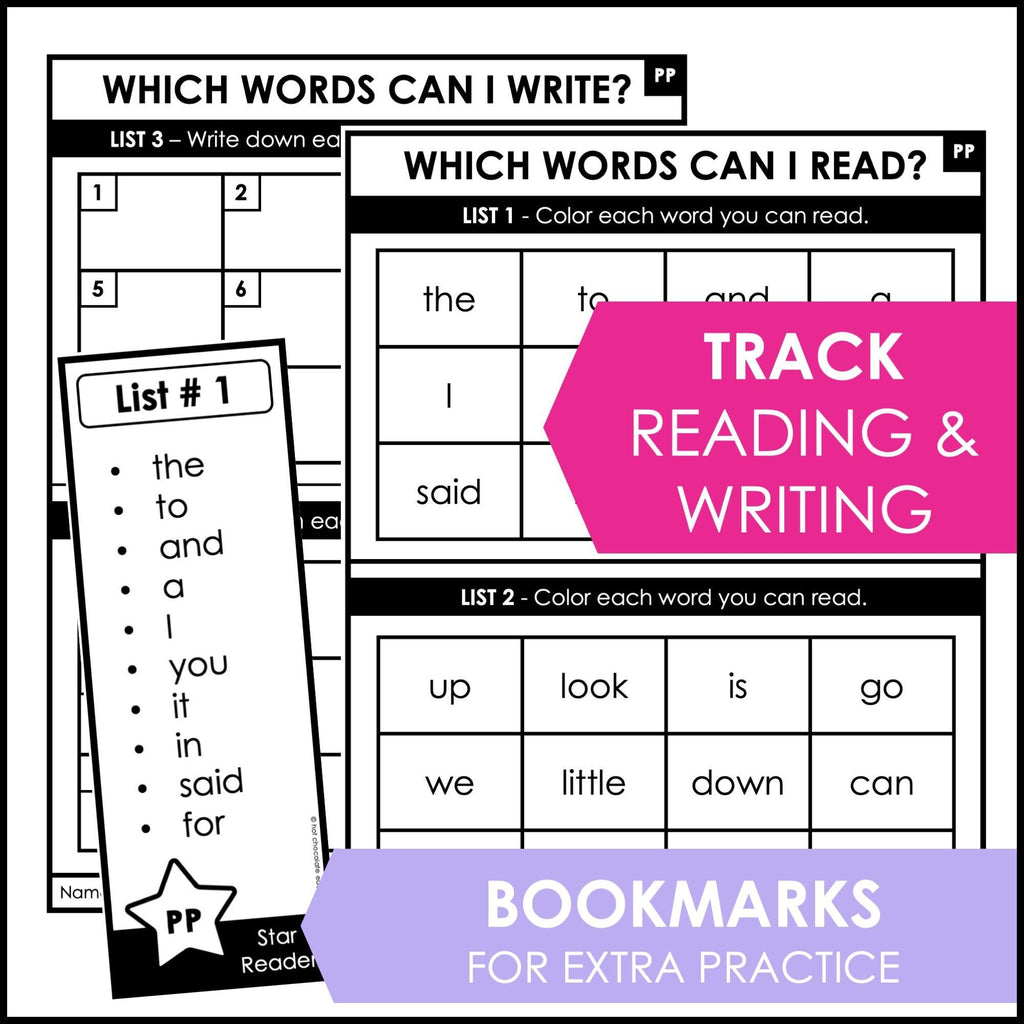 Sight Word Progress Reports BUNDLE | Evaluation Tools Pre-Primer through 3rd - Hot Chocolate Teachables