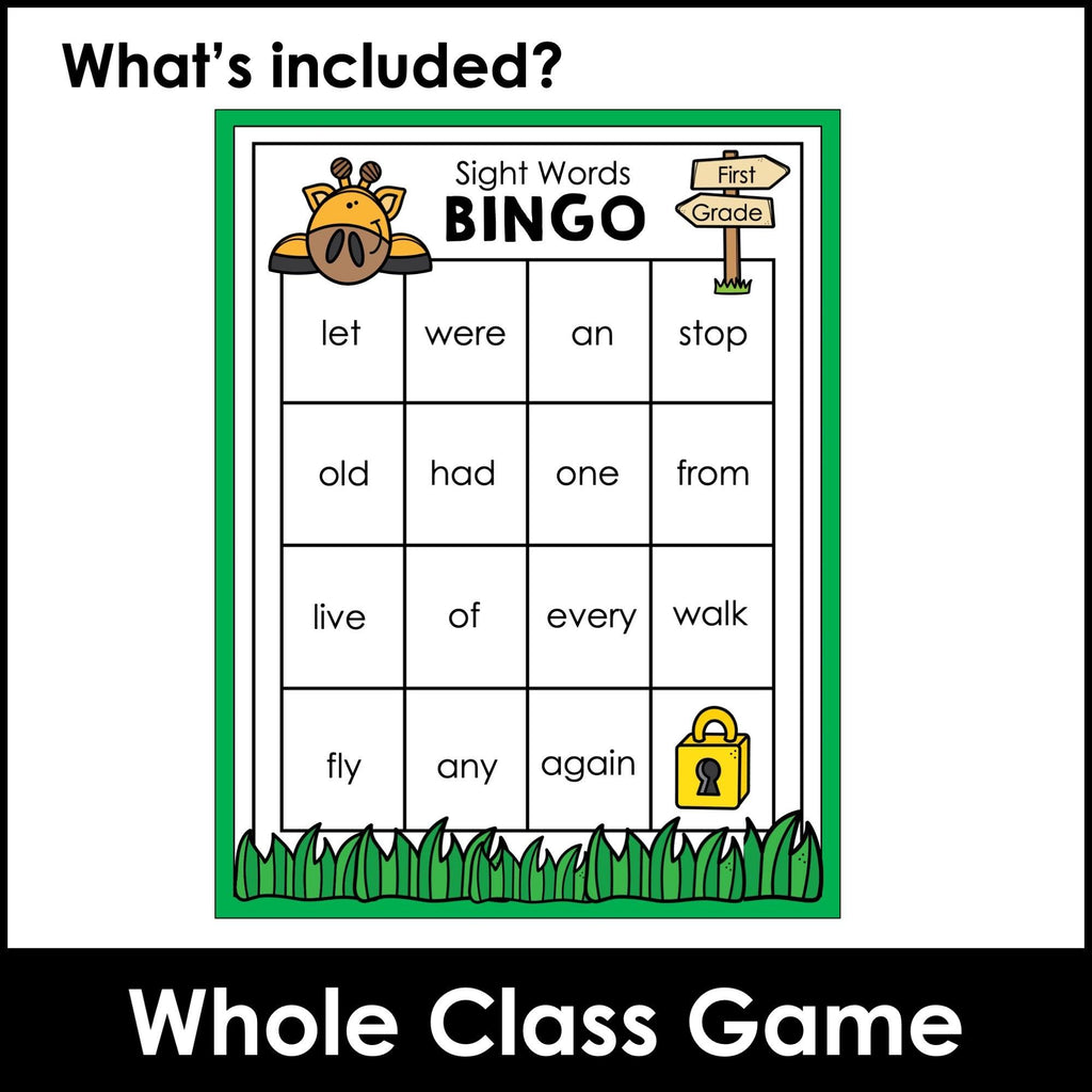 Sight Words for First Grade Bingo Game - Dolch Aligned - Hot Chocolate Teachables