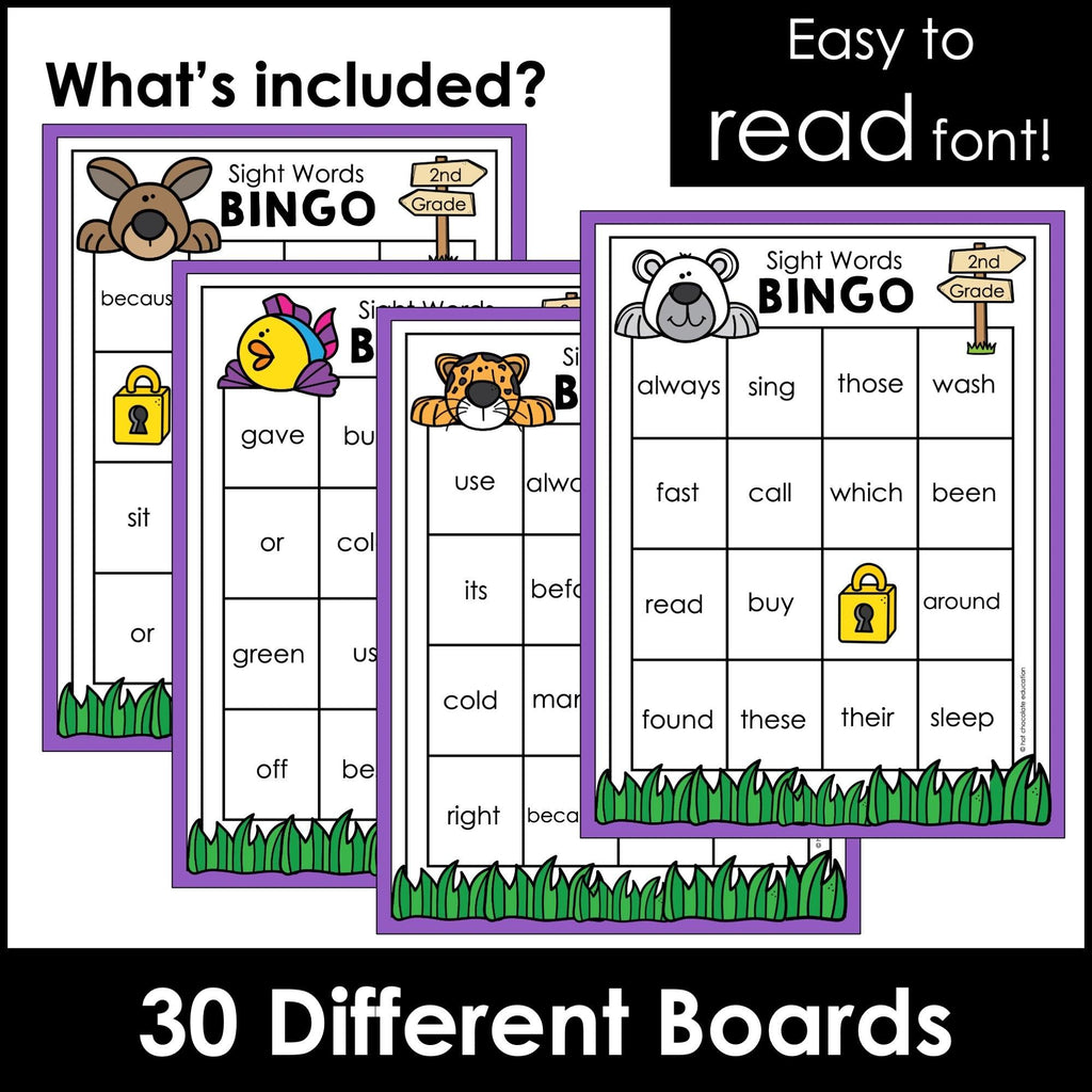 Sight Words for Second Grade Bingo Game - Dolch Aligned - Hot Chocolate Teachables