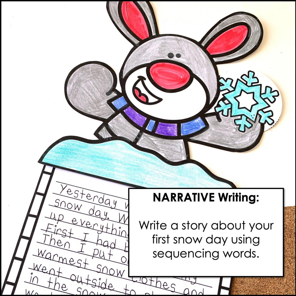 Snow Day Craft | Past Tense Narrative Writing Activity ELA / ESL / EFL - Hot Chocolate Teachables