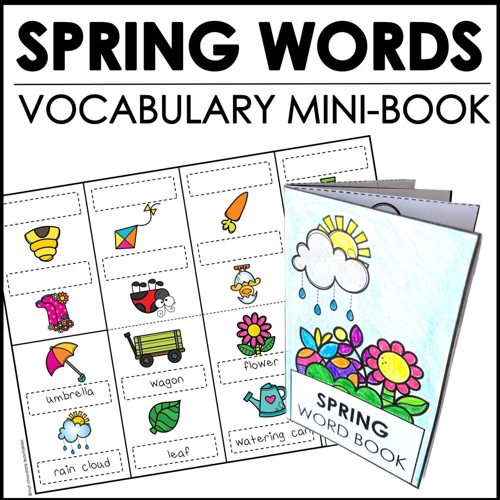 Spring Vocabulary Word Mini Book | ESL Picture Dictionary Activity - Hot Chocolate Teachables